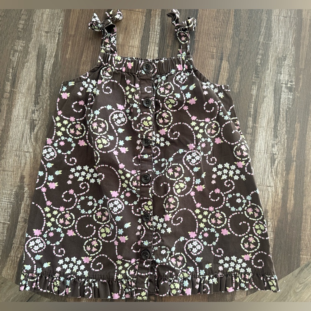 Floral Girls Sun Dress Brown with Multicolor Accents GYMBOREE SIZE 18-24 months